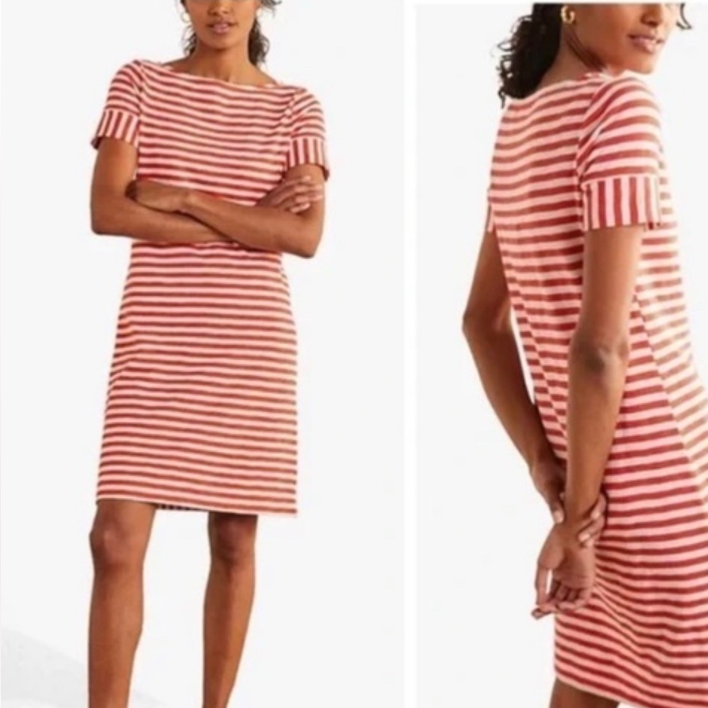 Boden Red and White Darcy Tshirt dress